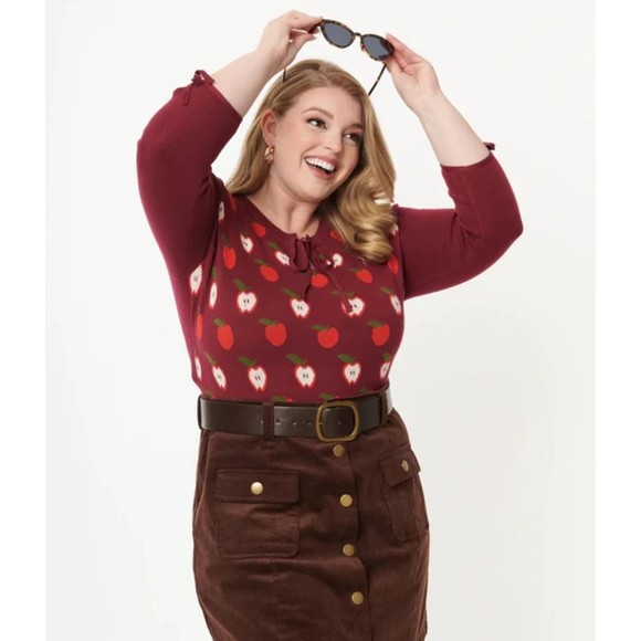 Unique Vintage Sweaters - Unique Vintage Plus Size Apple Sweater 5X | 26